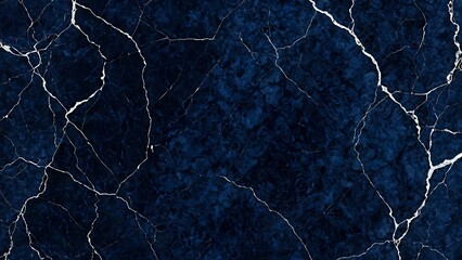 Abstract Navy Blue Marble Texture with White Veins - Elegant Background Material (High Resolution)