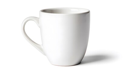 Obraz premium White Coffee Mug with Handle on Plain Surface