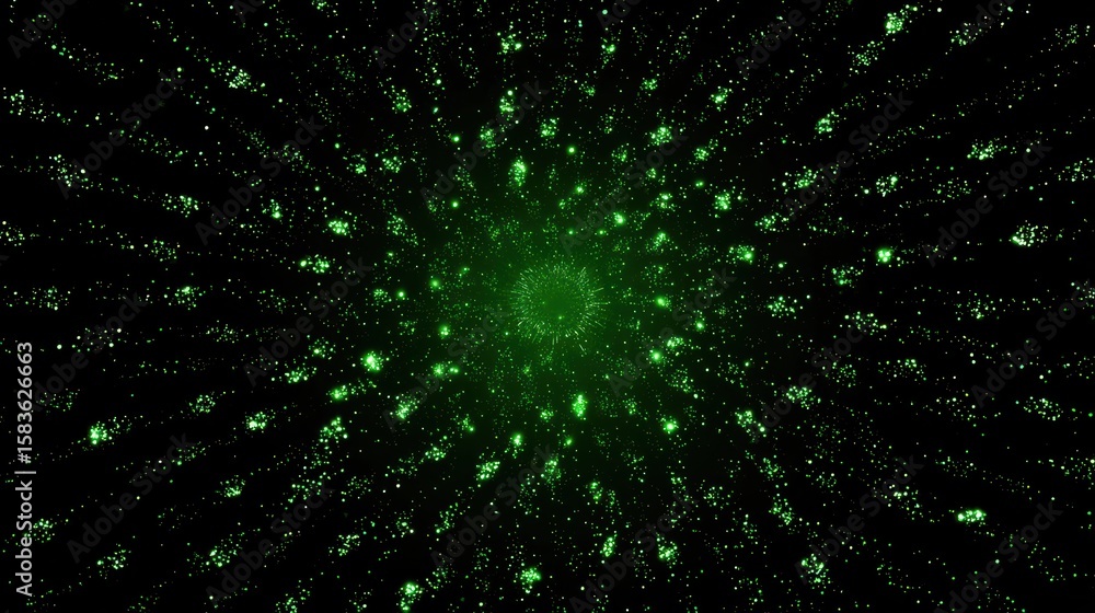 Poster a mesmerizing green light pattern illustrating advanced digital technology and abstract design theme