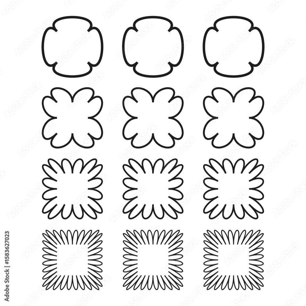 Poster vector frames collection. geometric border shapes. outline decorative elements. square round contour