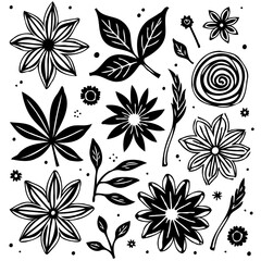 Elegant botanical collection: Floral and leaf vector elements for design projects