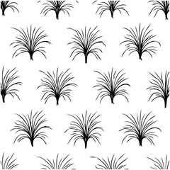 Elegant grass tuft seamless pattern, creating a timeless, monochromatic botanical wallpaper