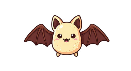 Cute Cartoon Bat Character Flying, Adorable Animal Illustration, Fun Design, Whimsical Style
