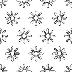 Doodle Style Daisy Flower Seamless Pattern on White Background floral art