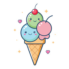 ice cream cartoon vector illustration