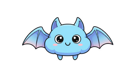 Cute Blue Bat Illustration, Cartoon Character, Fun Design, Whimsical Style, Playful Environment