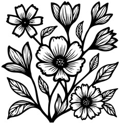 Elegant Black and White Floral Vector Design for Laser Cutting and Decoration