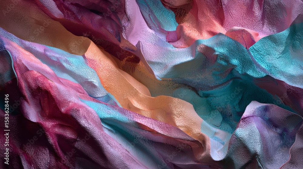 Poster colorful abstract texture with smooth waves and fluid patterns in pastel shades of pink and blue for