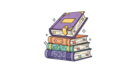 Colorful Illustrated Stack of Books on a White Background for Educational Inspiration