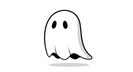 Playful Cartoon Ghost Character in White Background for Halloween Illustration