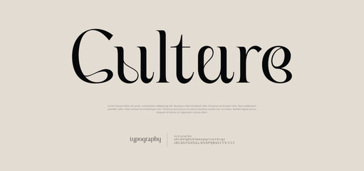 Culture Modern minimal alphabet letters font logo. Typography technology electronic digital music future creative font.