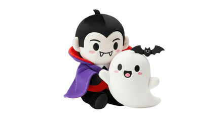 Cute Vampire and Ghost Plush Toys in a Cozy Room Setting