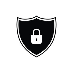 Minimalistic security icon featuring a padlock inside a shield, symbolizing protection and privacy in digital and physical environments.
