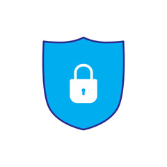 Minimalistic security icon featuring a padlock inside a shield, symbolizing protection and privacy in digital and physical environments.