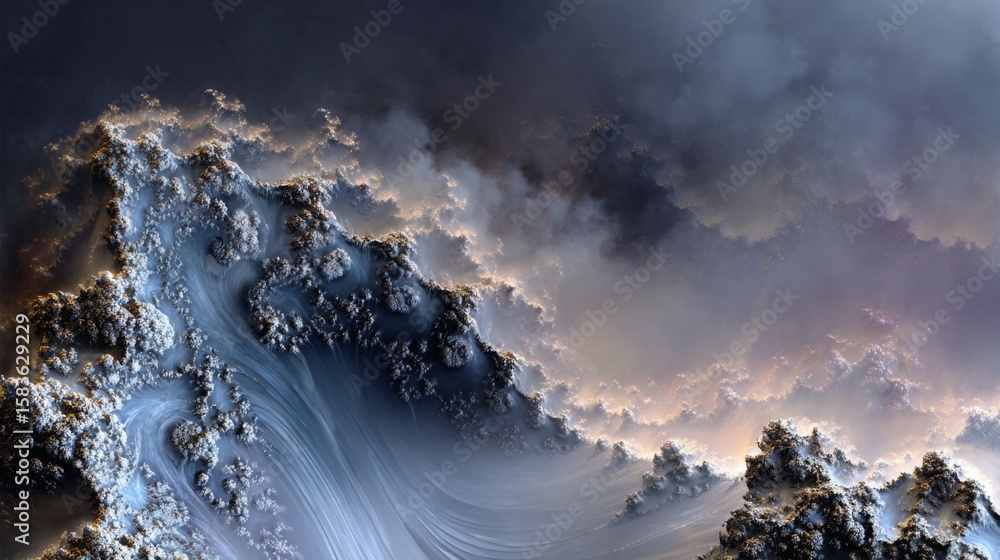 Aufkleber stunning abstract fractal art displaying swirling clouds and fluid patterns in muted earthy tones