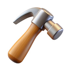 Classic claw hammer with wooden handle isolated on transparent background