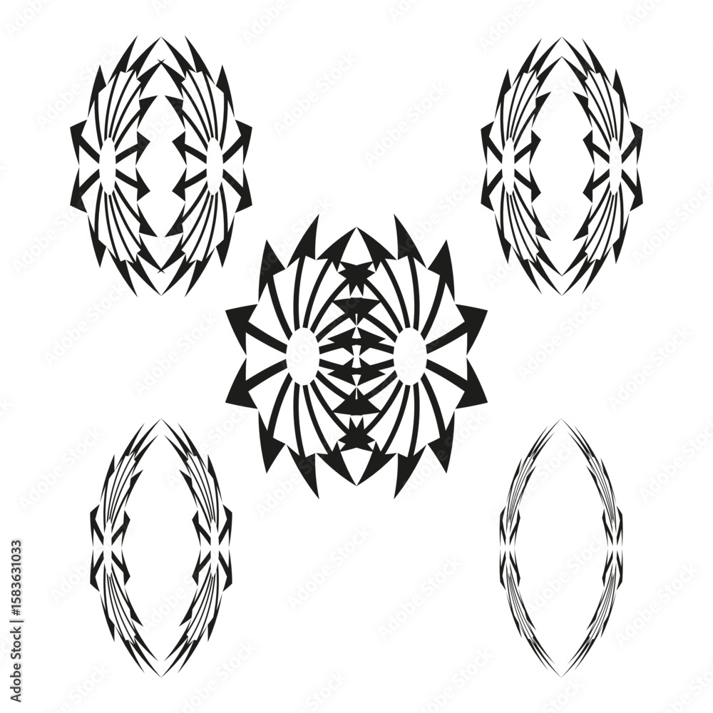 Aufkleber abstract arrow pattern. ornate swirl shapes. decorative motion elements. vector radial design
