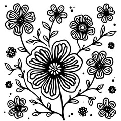 Elegant Floral Illustration with Intricate Details and Delicate Line Work Style