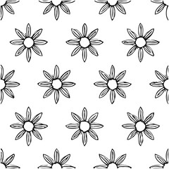 Simple Floral Pattern: Seamless Black and White Design for Versatile Backgrounds