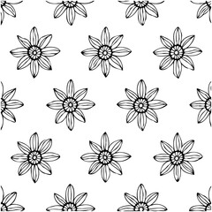 Elegant floral pattern with repeating stylized flower designs on white background