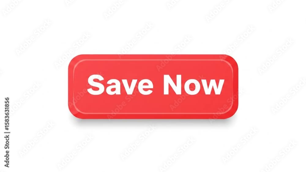 Poster red button appearing with save now text on white background