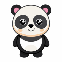 Obraz premium Cute cartoon panda bear standing and smiling isolated on white background