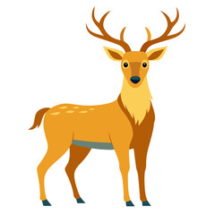 Fototapeta premium Cartoon illustration of a majestic deer with antlers isolated on white background