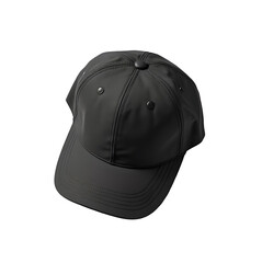 Black Baseball Cap Mockup with Soft Shadow on White Background top view 
