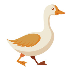 Obraz premium Cartoon goose walking with orange wings and beak isolated on white background