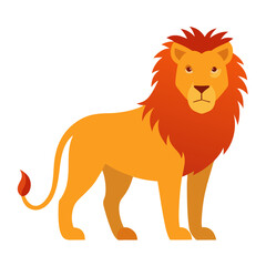 Stylized illustration of a majestic lion with a flowing mane isolated on white background