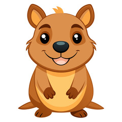 Fototapeta premium Cute cartoon quokka smiling happily isolated on white background