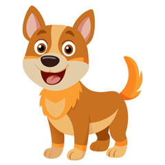Fototapeta premium Happy cartoon dog with brown and orange fur isolated on white background
