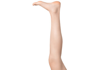 Woman's leg isolated on white background. Well-groomed toes.