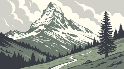 Mountain Landscape Vector Illustration