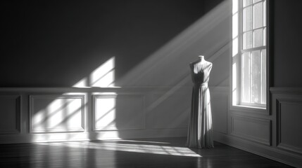 A dress form in a sunlit room