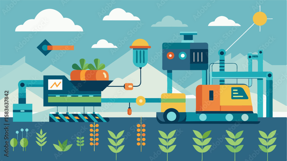 Poster automated harvesting machinery guided by a digital platform reducing labor costs and improving effic