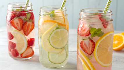 glass jars with fruit jam