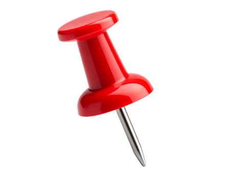  “Dynamic Red Push Pin in Flying Motion, 3D Render on Transparent”.