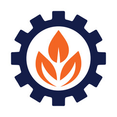 Dark blue gear with orange leaves nature