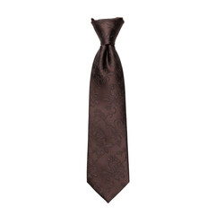 Elegant brown necktie with intricate floral pattern, formal wear accessory