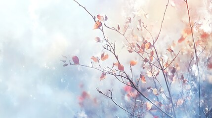 Pastel-toned winter branches