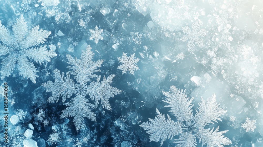Poster creating a cooltoned abstract winter background with fractal patterns digital art winter wonderland 
