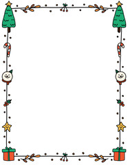 Christmas Doodle Border Frame. Hand-Drawn Black Line Borders. winter holiday Border Frame. Xmas Frames. Perfect for invitations, worksheets, weddings, and printable projects. © Mutceestudio