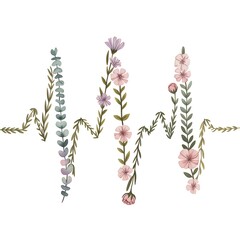 Floral heartbeat with eucalyptus and pink blossoms
