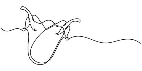 continuous line drawing eggplant illustration, Eggplant in continuous line art drawing style. linear sketch isolated on white background. Vector illustration. 