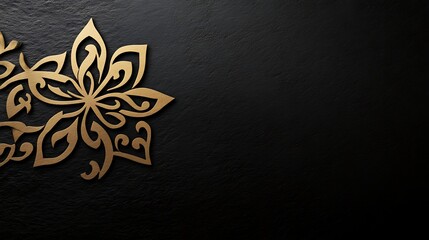 Ornate gold flower design on dark background (1)