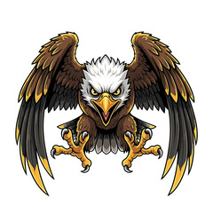 Obraz premium A fierce cartoon eagle with outstretched wings, ready to attack.