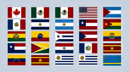 Collection of national flags from North and South America and the Caribbean