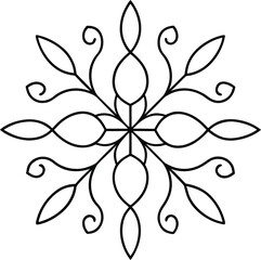 Continuous Line Mandala Made of Leaves and Vines