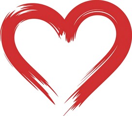 Red heart brush stroke symbol love